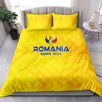 Yellow Romania Euro 2024 duvet cover set with two pillowcases featuring crest logo