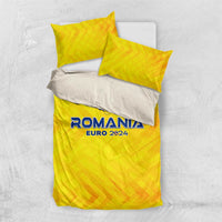 Yellow Romania Euro 2024 bedding set: duvet cover with two pillowcases, logo print