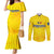 Personalized Romania Football 2024 Couples Matching Mermaid Dress and Long Sleeve Button Shirt Trophy Wing Style