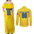 Personalized Romania Football 2024 Couples Matching Off Shoulder Maxi Dress and Long Sleeve Button Shirt Trophy Wing Style - Wonder Print Shop