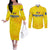 Personalized Romania Football 2024 Couples Matching Off The Shoulder Long Sleeve Dress and Long Sleeve Button Shirt Trophy Wing Style