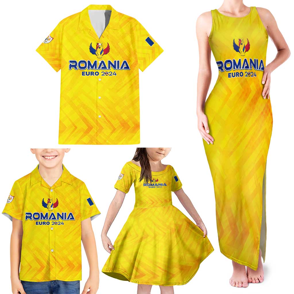 Personalized Romania Football 2024 Family Matching Tank Maxi Dress and Hawaiian Shirt Trophy Wing Style - Wonder Print Shop