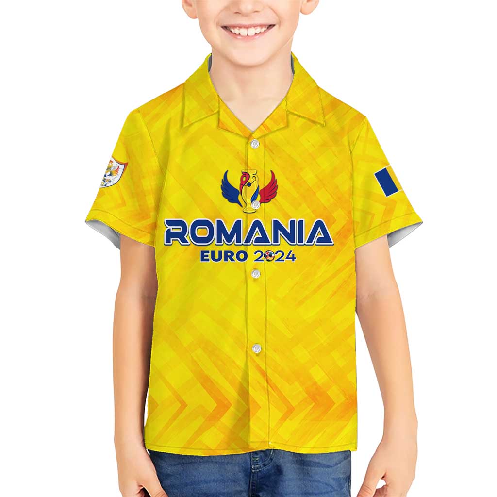 Personalized Romania Football 2024 Kid Hawaiian Shirt Trophy Wing Style - Wonder Print Shop