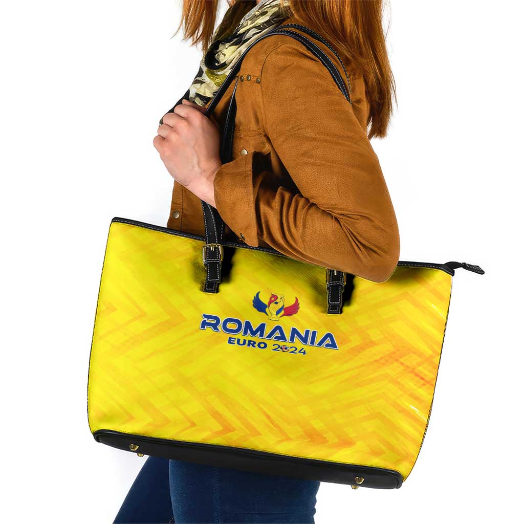 Romania Football 2024 Leather Tote Bag Trophy Wing Style - Wonder Print Shop