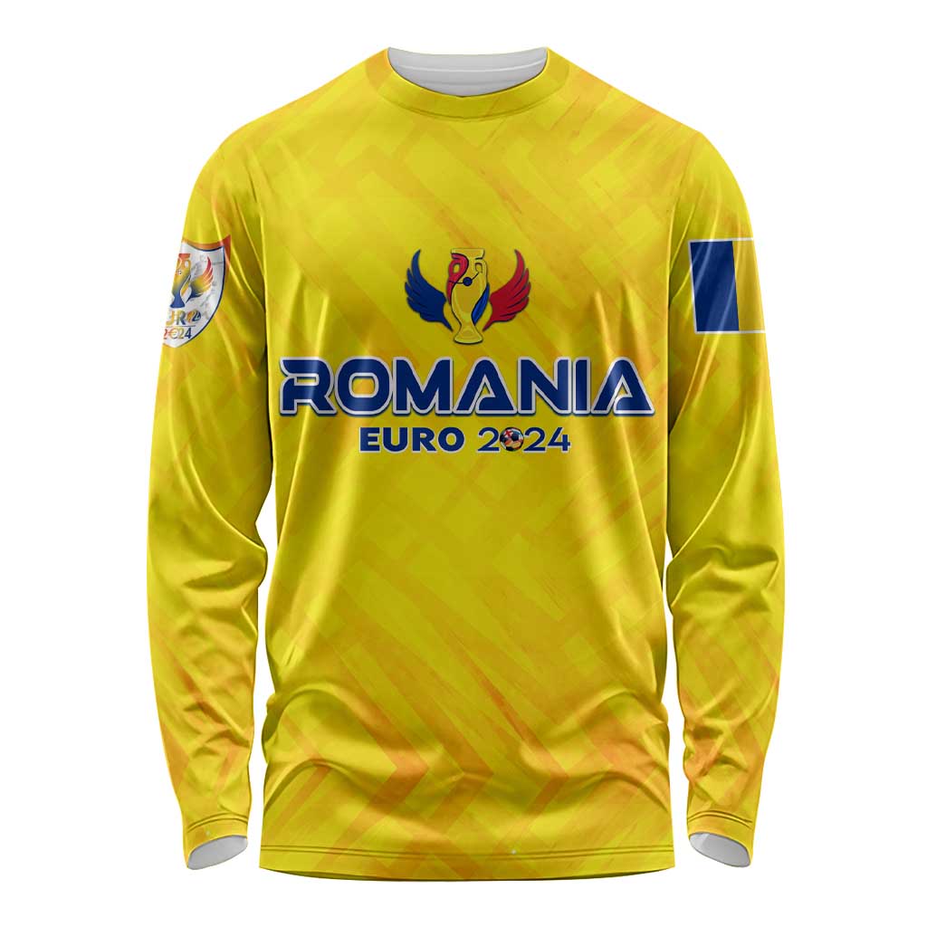 Personalized Romania Football 2024 Long Sleeve Shirt Trophy Wing Style - Wonder Print Shop