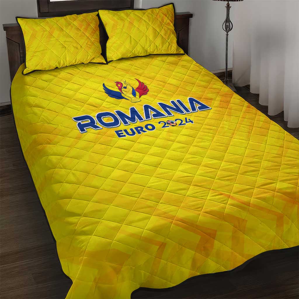 Romania Football 2024 Quilt Bed Set Trophy Wing Style - Wonder Print Shop