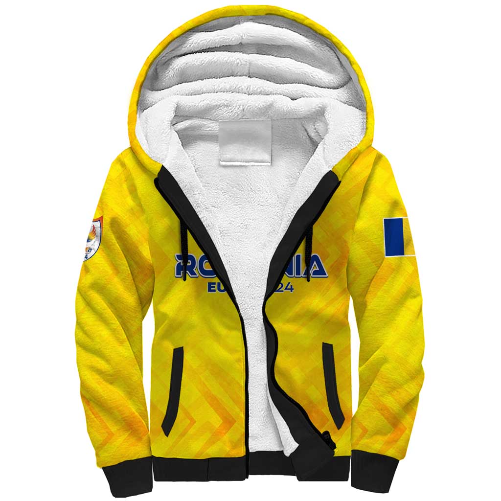 Personalized Romania Football 2024 Sherpa Hoodie Trophy Wing Style - Wonder Print Shop