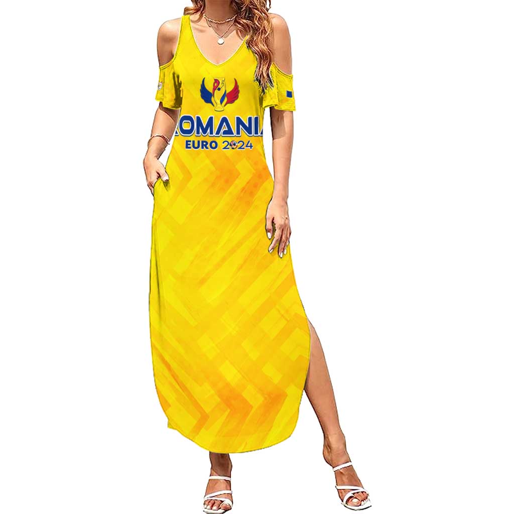 Personalized Romania Football 2024 Summer Maxi Dress Trophy Wing Style - Wonder Print Shop