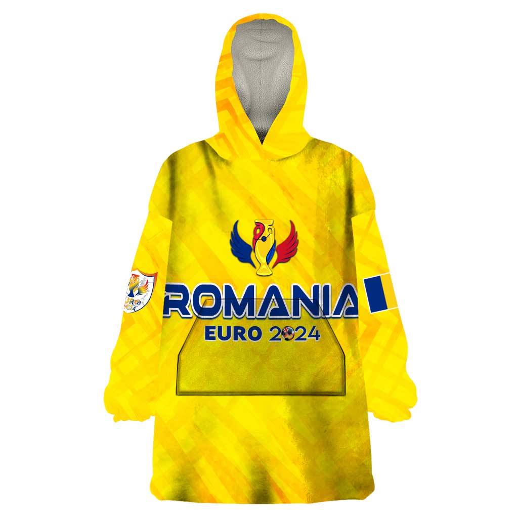 Personalized Romania Football 2024 Wearable Blanket Hoodie Trophy Wing Style - Wonder Print Shop