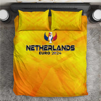 Yellow Netherlands Euro 2024 duvet set with two pillowcases, full front graphic