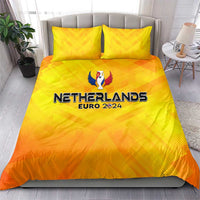 Yellow duvet cover with Netherlands Euro 2024 text and two matching pillowcases