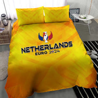 Yellow Netherlands Euro 2024 duvet set with two pillowcases, bold front lettering