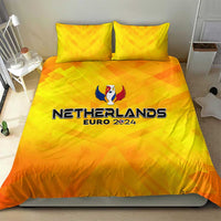 Yellow duvet cover bedding set with Netherlands Euro 2024 logo and 2 pillowcases