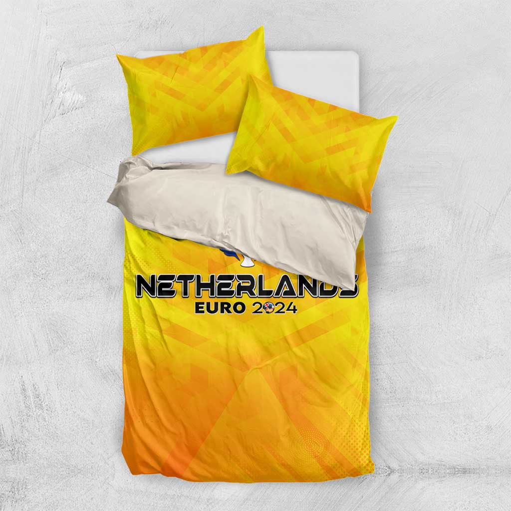 Yellow-orange Netherlands Euro 2024 duvet set with two pillowcases