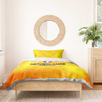 Yellow Netherlands Euro 2024 duvet bedding set with duvet cover and single pillow