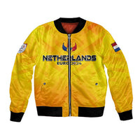 Yellow Netherlands Euro 2024 bomber jacket with full-zip front and ribbed cuffs