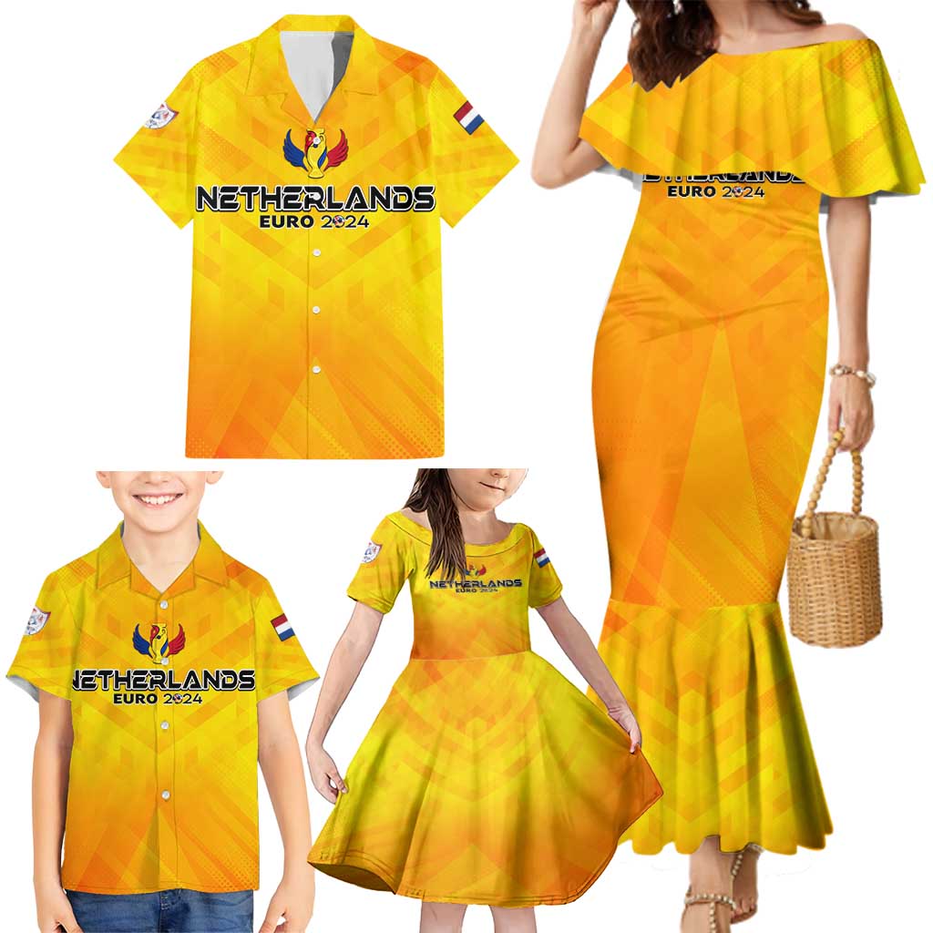 Personalized Netherlands Football 2024 Family Matching Mermaid Dress and Hawaiian Shirt Trophy Wing Style - Wonder Print Shop