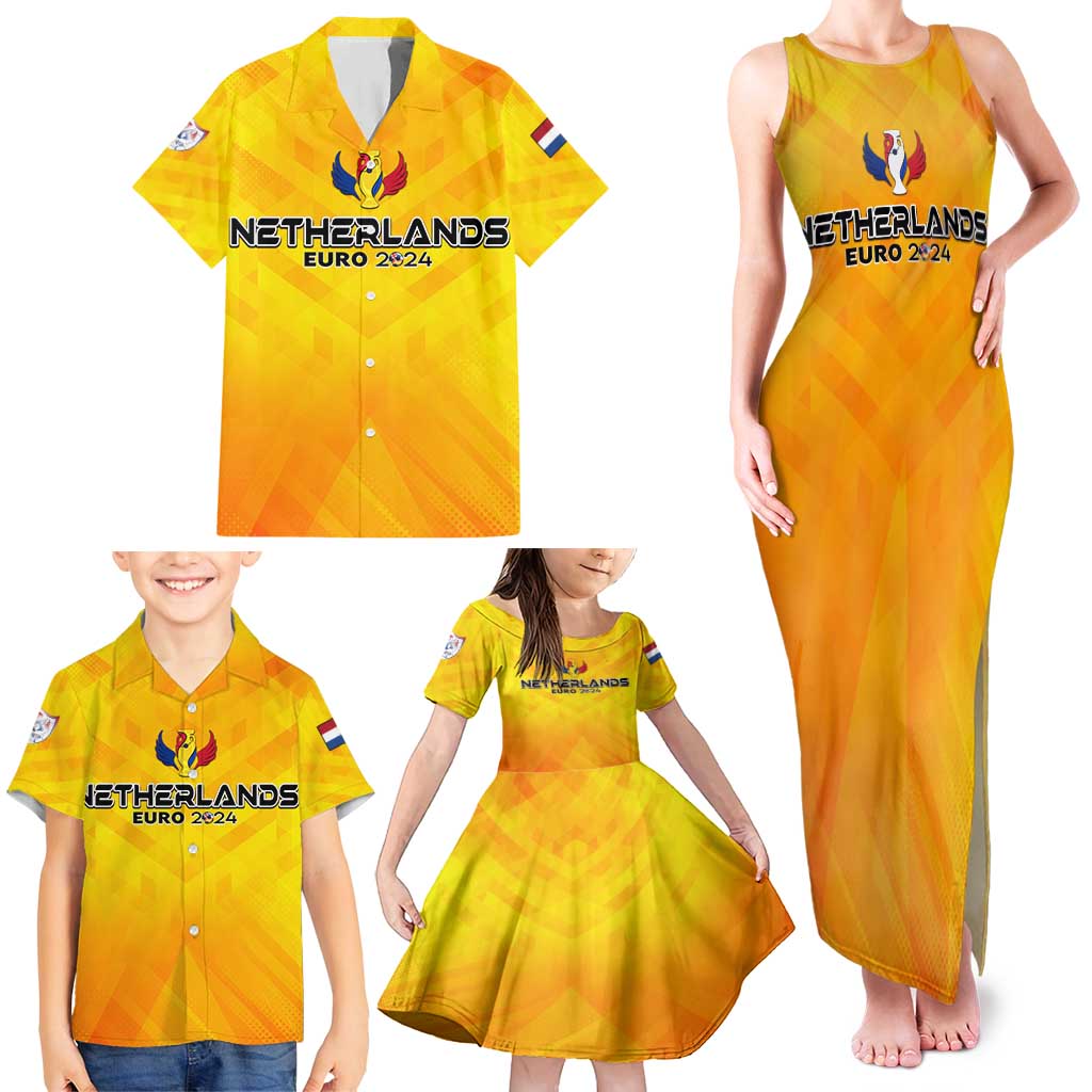 Personalized Netherlands Football 2024 Family Matching Tank Maxi Dress and Hawaiian Shirt Trophy Wing Style - Wonder Print Shop