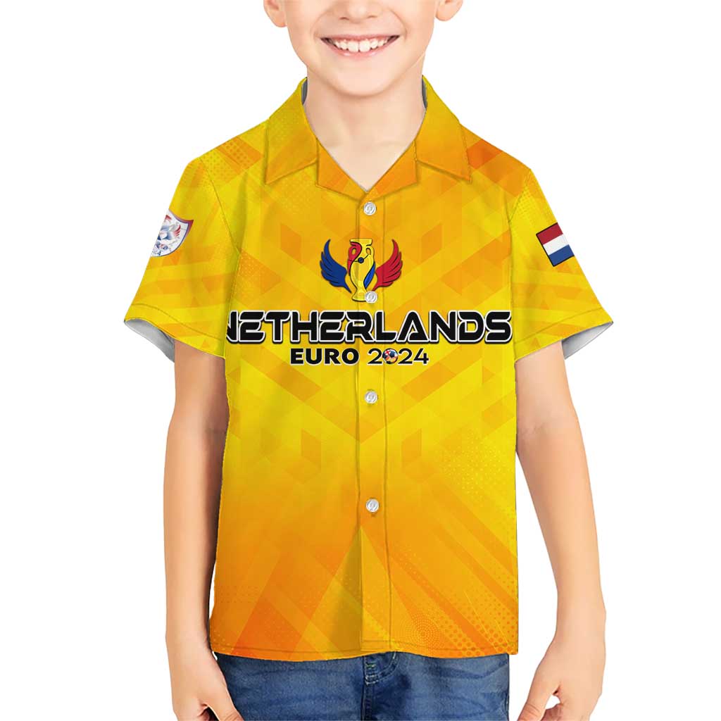 Personalized Netherlands Football 2024 Kid Hawaiian Shirt Trophy Wing Style - Wonder Print Shop