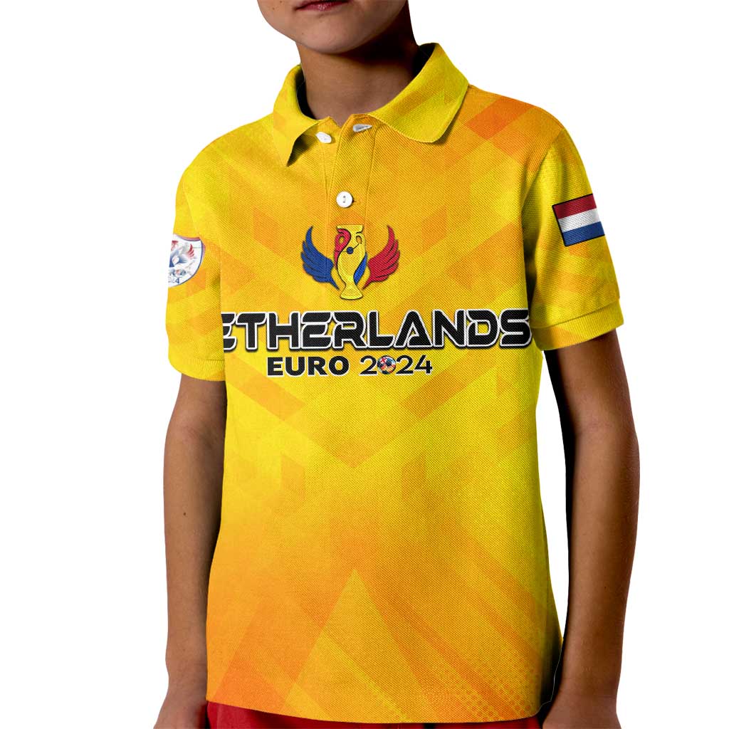 Personalized Netherlands Football 2024 Kid Polo Shirt Trophy Wing Style - Wonder Print Shop