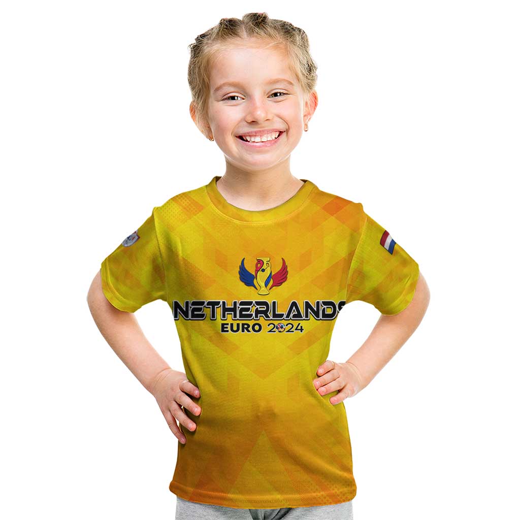 Personalized Netherlands Football 2024 Kid T Shirt Trophy Wing Style - Wonder Print Shop