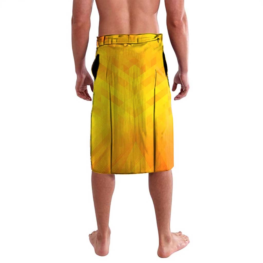 Yellow football lava lava wrap skirt with pleated back and side slit