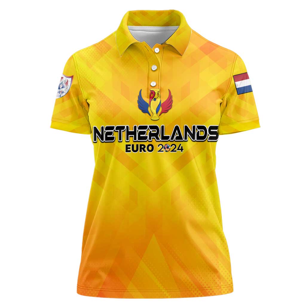 Personalized Netherlands Football 2024 Women Polo Shirt Trophy Wing Style