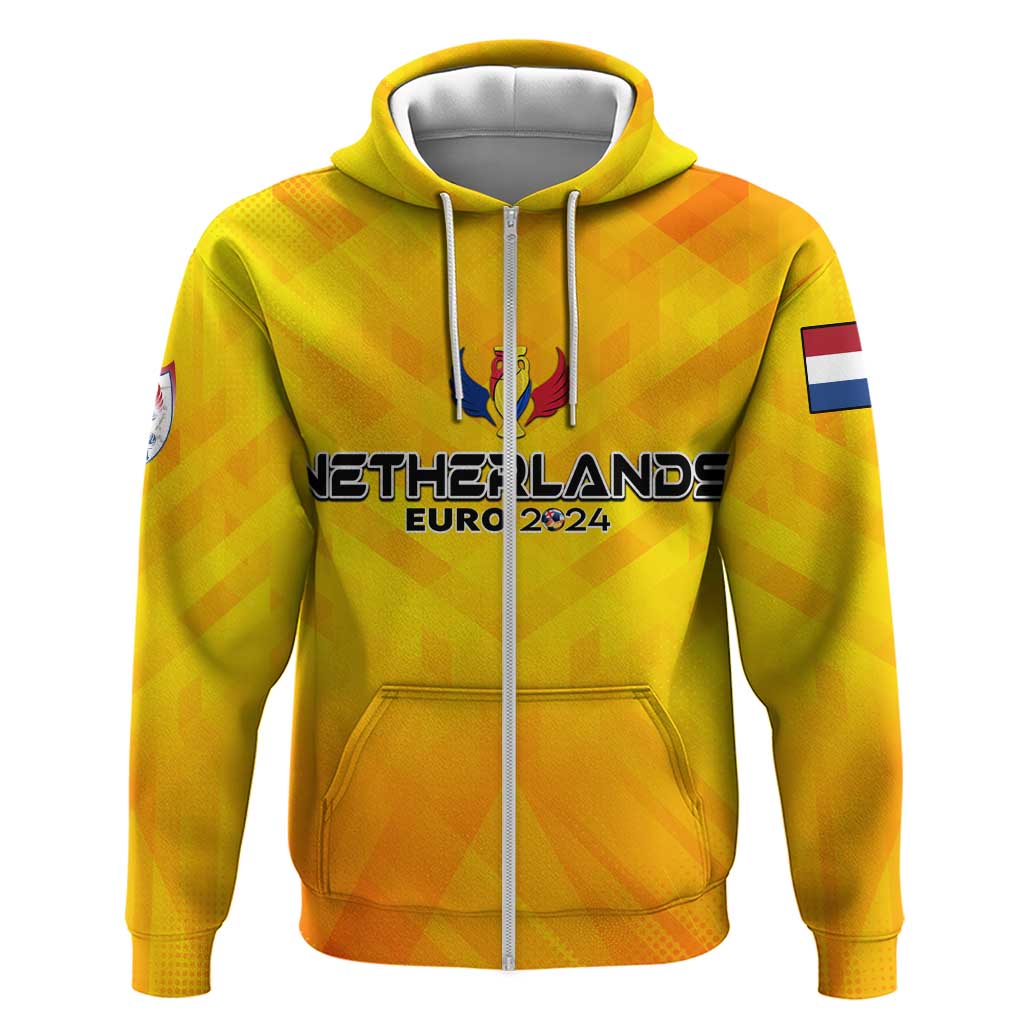 Personalized Netherlands Football 2024 Zip Hoodie Trophy Wing Style