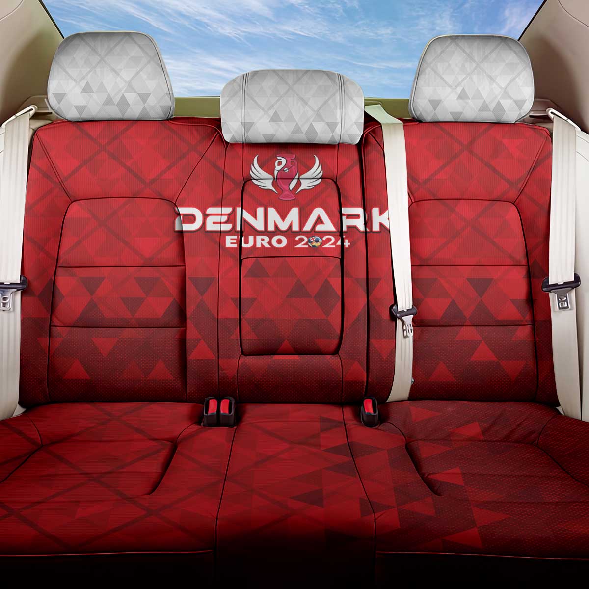 Denmark Football 2024 Back Car Seat Cover Trophy Wing Style - Wonder Print Shop