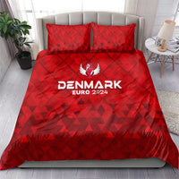 Red Denmark Euro 2024 bedding set with duvet and two pillows featuring crest graphic