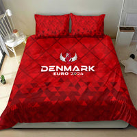 Red Denmark Euro 2024 bedding set with duvet cover and two pillowcases