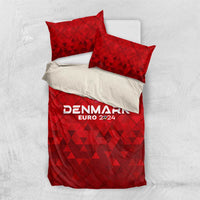 Red Denmark Euro 2024 duvet cover set with two red pillowcases, geometric pattern