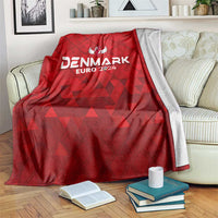 Red Denmark football blanket with trophy wing emblem and 'EURO 2024' logo
