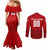 Personalized Denmark Football 2024 Couples Matching Mermaid Dress and Long Sleeve Button Shirt Trophy Wing Style