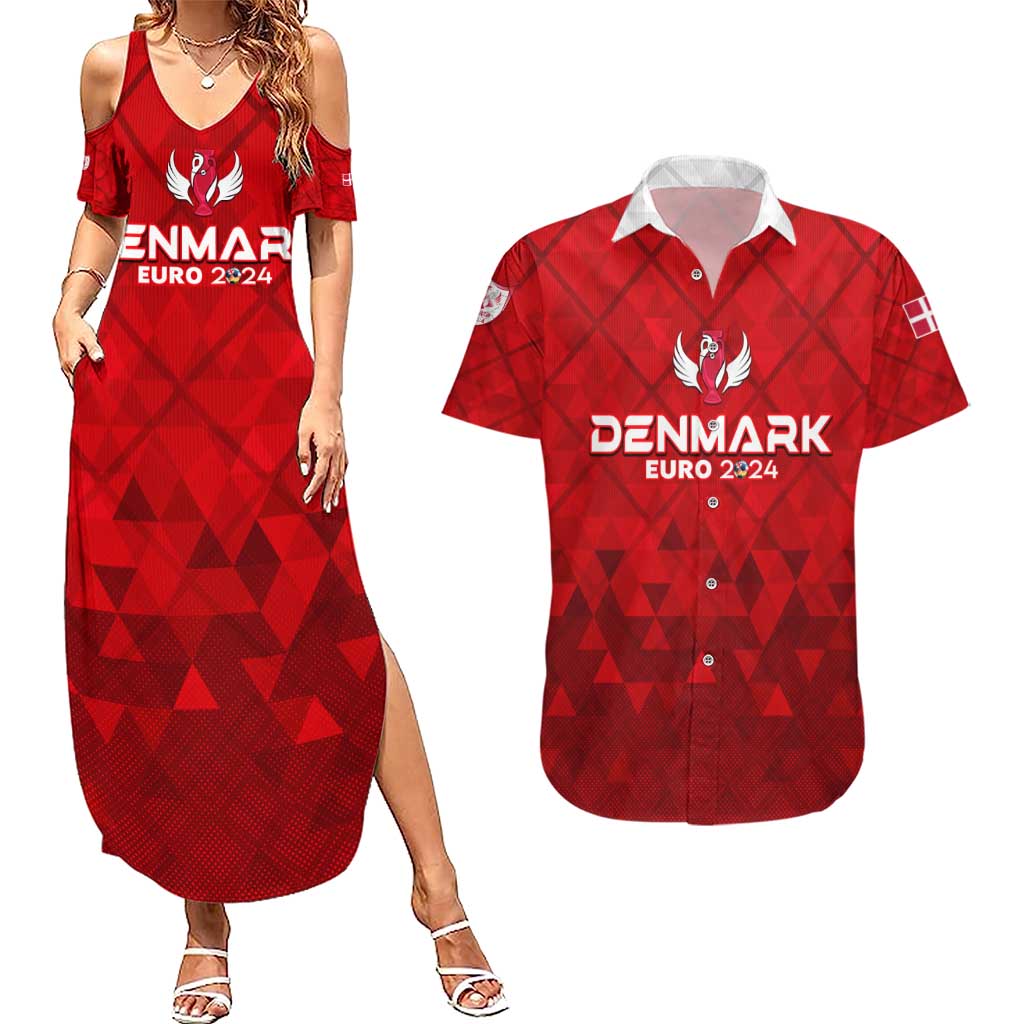 Personalized Denmark Football 2024 Couples Matching Summer Maxi Dress and Hawaiian Shirt Trophy Wing Style - Wonder Print Shop