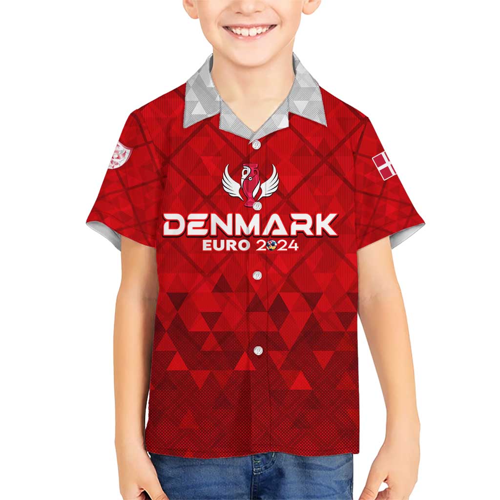 Personalized Denmark Football 2024 Kid Hawaiian Shirt Trophy Wing Style - Wonder Print Shop