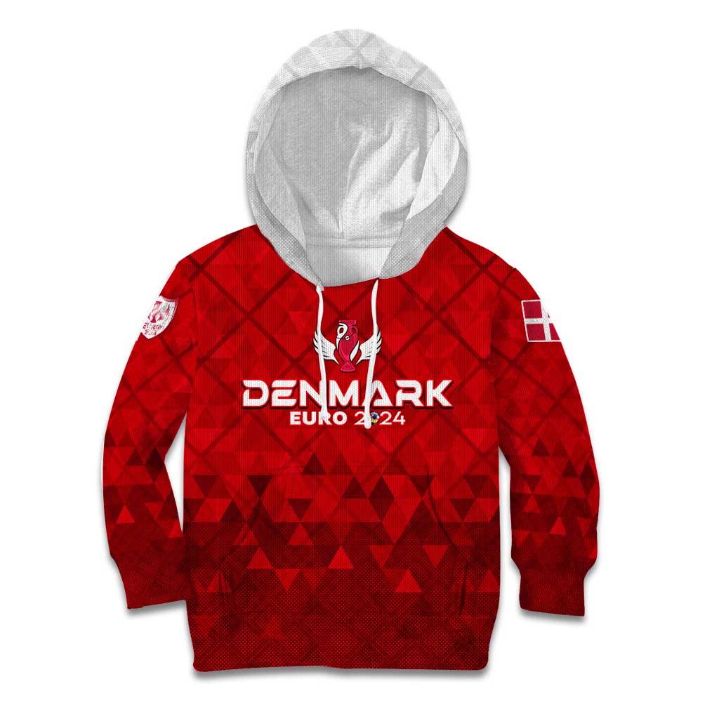 Personalized Denmark Football 2024 Kid Hoodie Trophy Wing Style - Wonder Print Shop