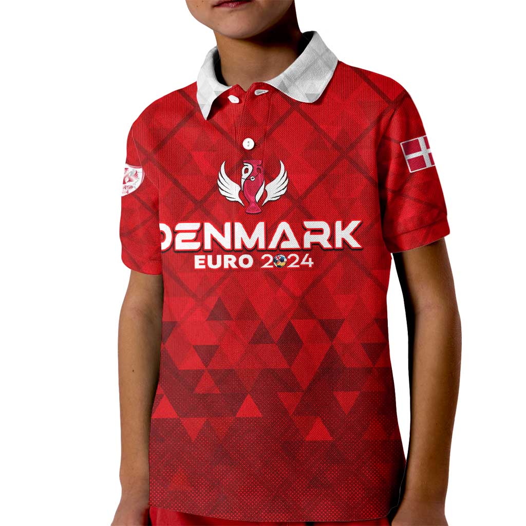 Personalized Denmark Football 2024 Kid Polo Shirt Trophy Wing Style - Wonder Print Shop