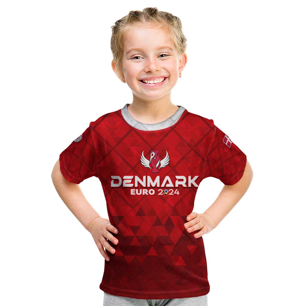 Personalized Denmark Football 2024 Kid T Shirt Trophy Wing Style - Wonder Print Shop