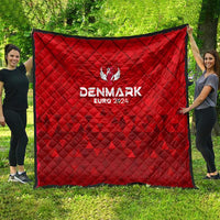 Red quilted blanket showing Denmark EURO 2024 crest at center with diamond quilting
