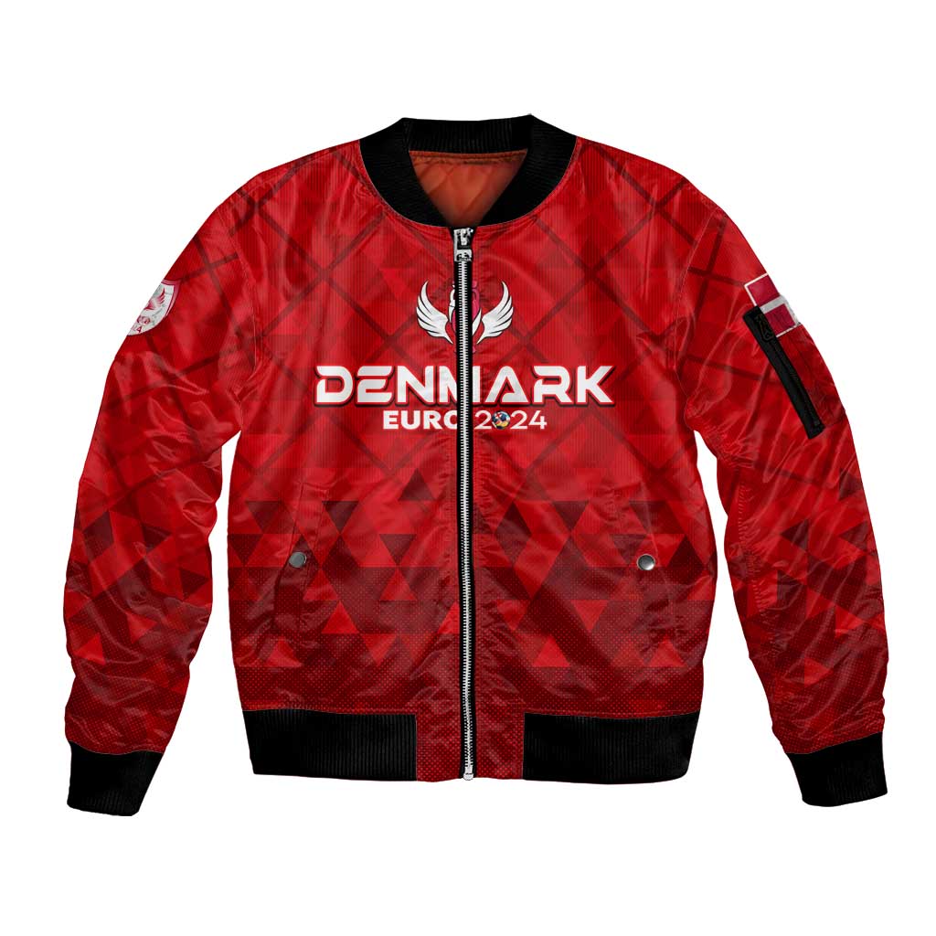 Personalized Denmark Football 2024 Sleeve Zip Bomber Jacket Trophy Wing Style