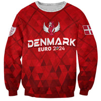 Red Denmark Euro 2024 sweatshirt with trophy wing graphic, long sleeves