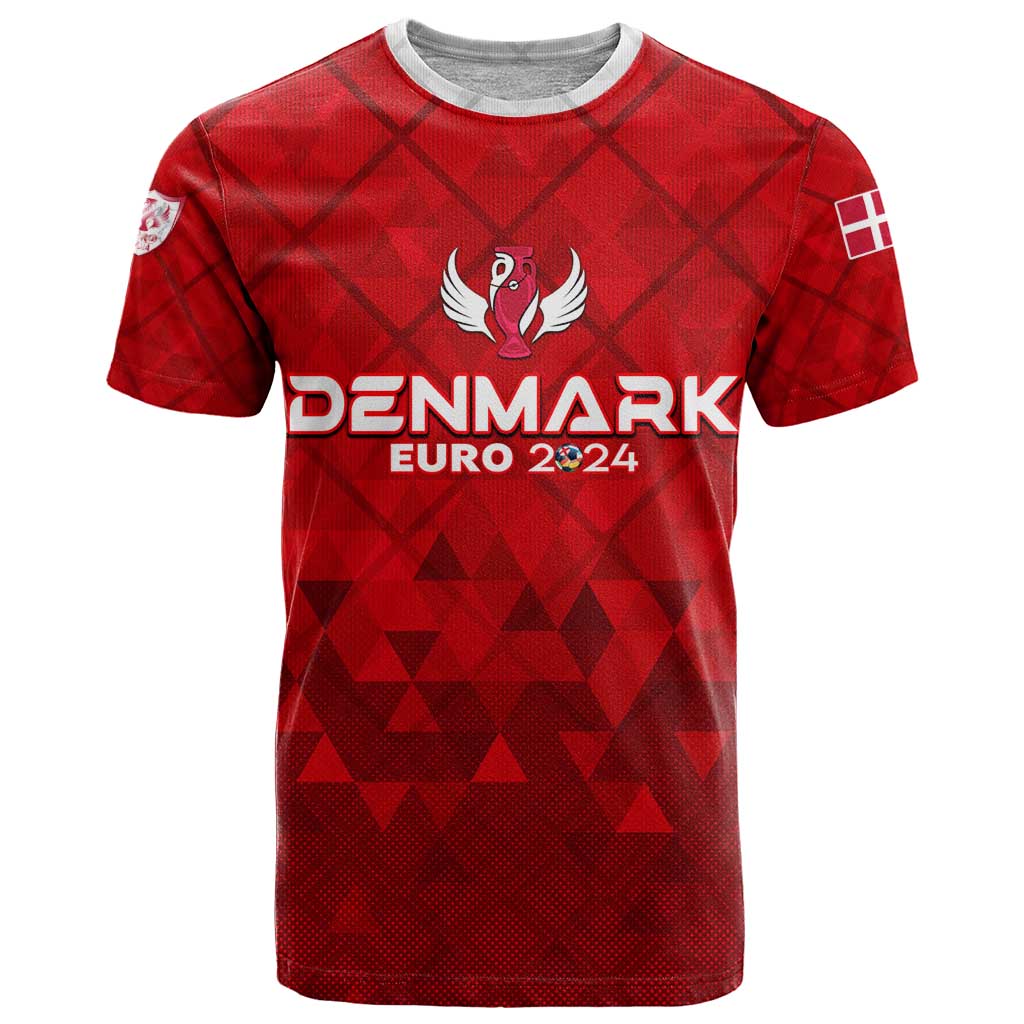 Personalized Denmark Football 2024 T Shirt Trophy Wing Style