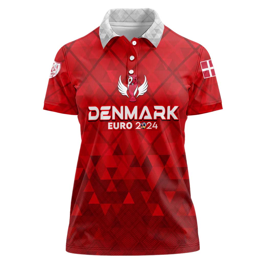 Personalized Denmark Football 2024 Women Polo Shirt Trophy Wing Style - Wonder Print Shop