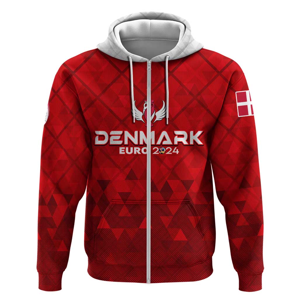 Personalized Denmark Football 2024 Zip Hoodie Trophy Wing Style