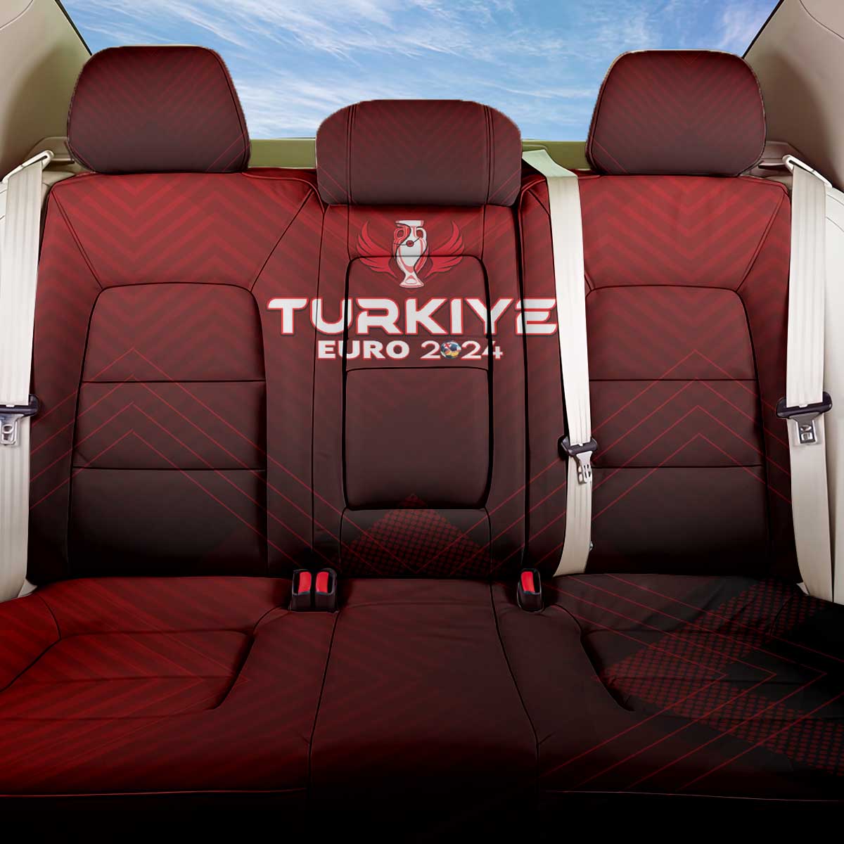 Turkey Football 2024 Back Car Seat Cover Trophy Wing Style - Wonder Print Shop