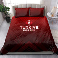 Red bedding set with two pillows, TURKIYE EURO 2024 and trophy emblem