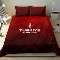Red bedding set with TURKIYE EURO 2024 logo and trophy icon