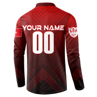 Red and dark button football sweatshirt back with YOUR NAME and 00 number print