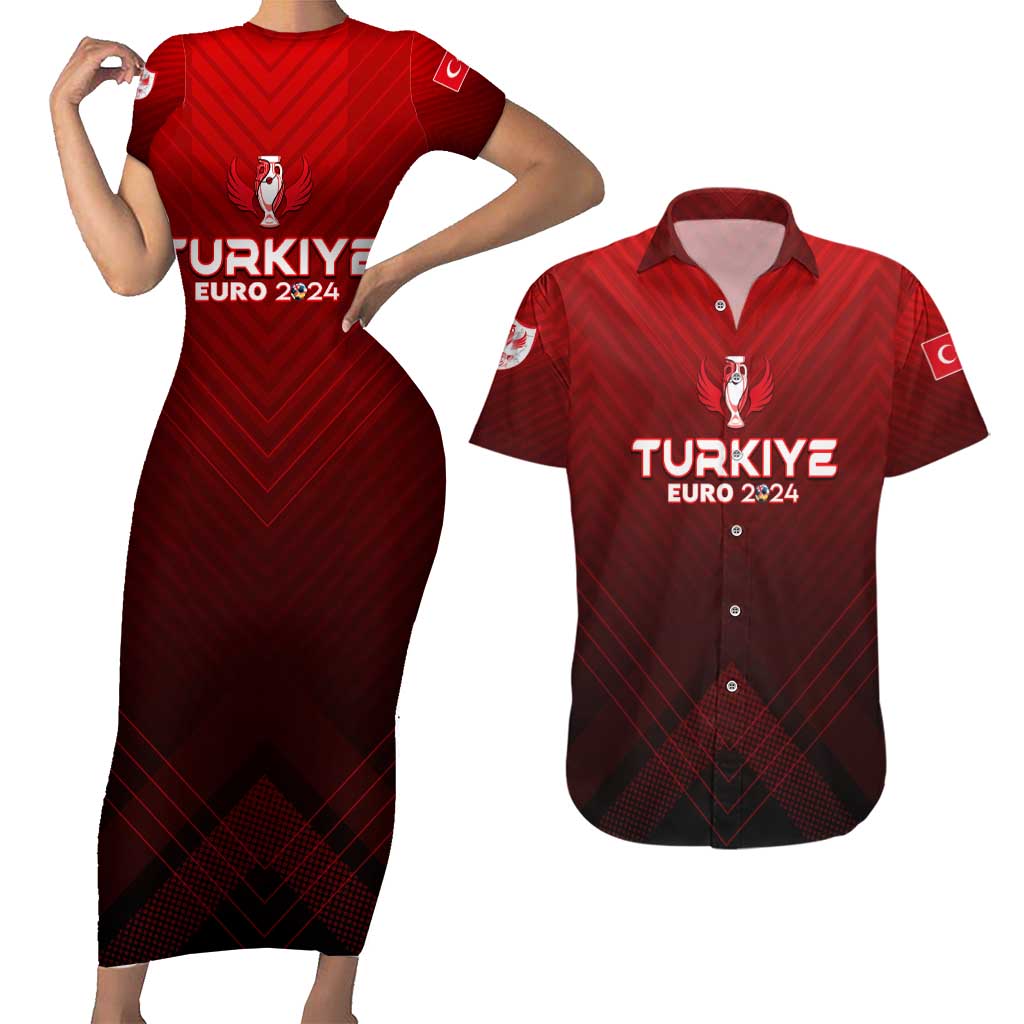 Personalized Turkey Football 2024 Couples Matching Short Sleeve Bodycon Dress and Hawaiian Shirt Trophy Wing Style - Wonder Print Shop